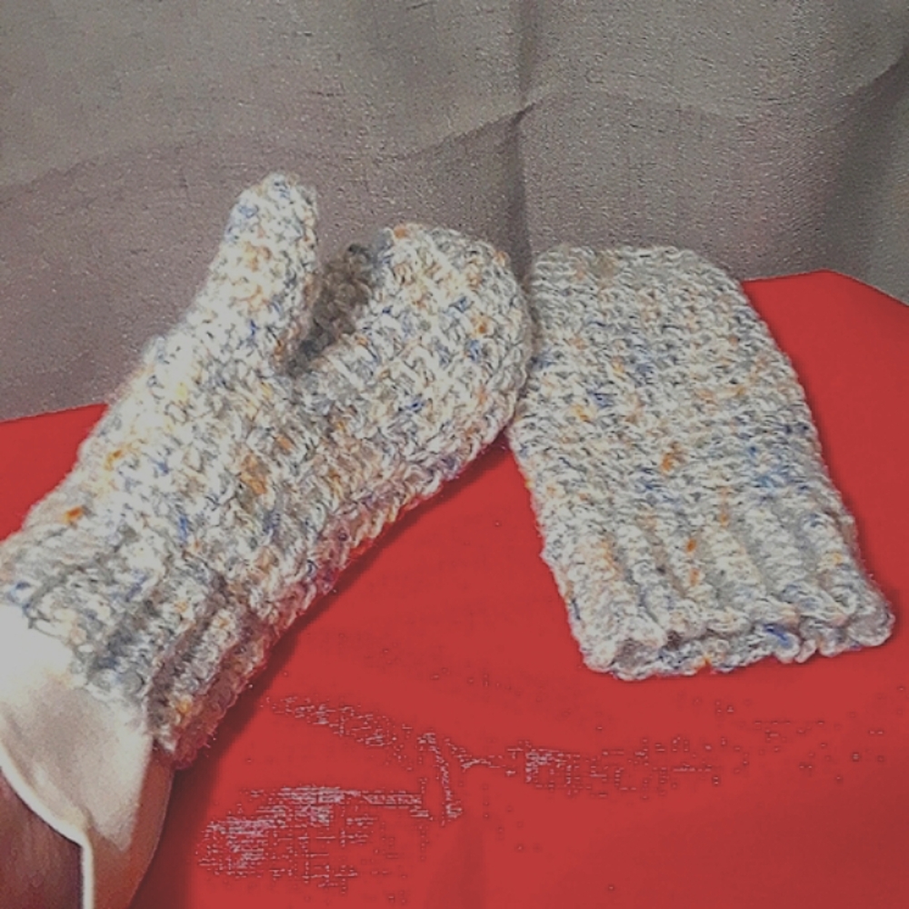Brushed Acrylic Mittens, Grays, Blues and more. Crocheted by seller, place order